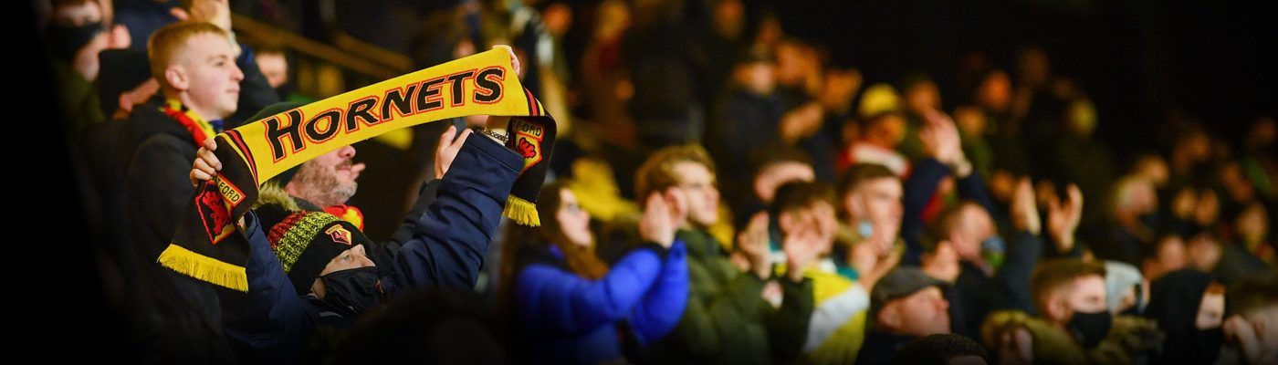 Watford fans applaud during the Sky Bet Championship match between Watford and Brentford at Vicarage Road Stadium on December 15, 2020 in Watford, England